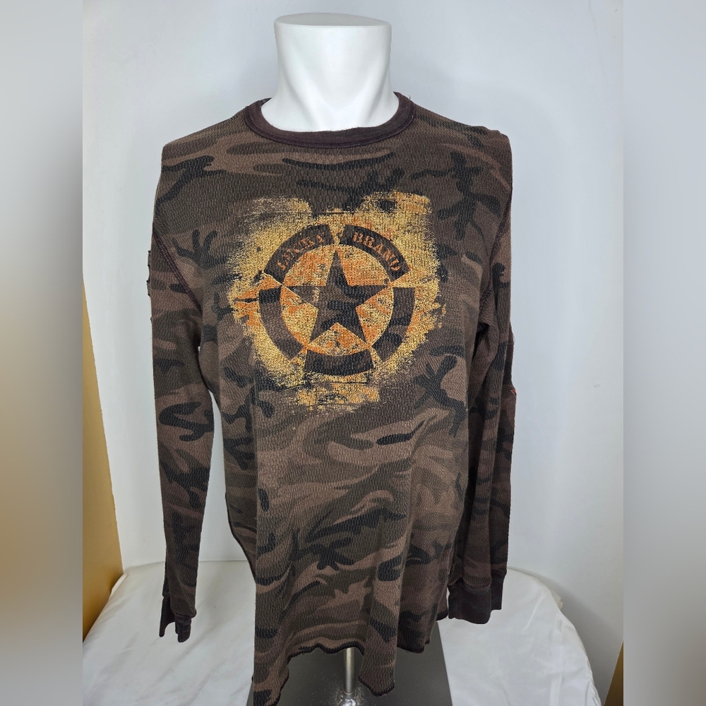 Lucky Brand Size L Camouflage Long Sleeve with Patches